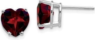 Diamond2Deal 14k White Gold 8mm Heart Garnet earring