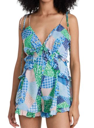 For Love & Lemons Juniper Romper In Blue