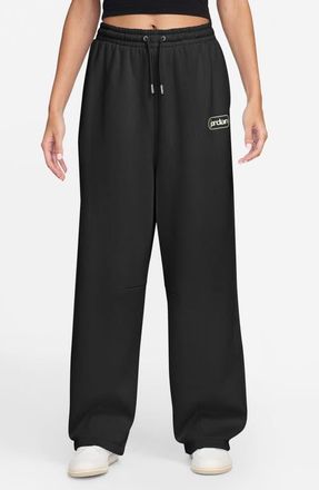 Nike Jordan Sportswear Wide Leg Sweatpants in Black/Sail at Nordstrom, Size Xx-Large