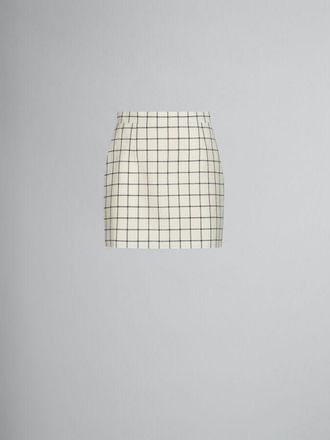 Marni Womens Stone White Checkered Box Skirt, Size 8