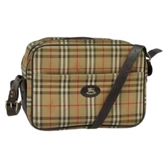 Burberry Pre-owned Cross Body Bags, female, Beige, Size: ONE SIZE Pre-owned Canvas Shoulder Bag