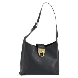 Ferragamo Pre-owned Leren Schoudertas - Dames - Pre-owned - Zwart - Maat: ONE Size Leer