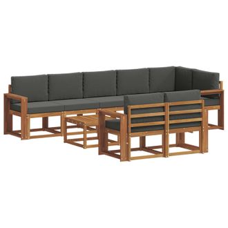vidaXL Conjunto De Sof&aacute;s De Exterior 9 Pcs Natural Y Antracita Vidaxl