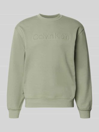 Calvin Klein Sweatshirt mit Rundhalsausschnitt und Logo in Mittelgrau, Gr&ouml;&szlig;e XXL