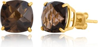MAX + STONE Sterling Silver or Gold 8mm Cushion Cut Gemstone Birthstone Stud Earrings