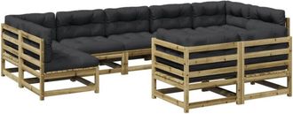 vidaXL Set De Sof&aacute;s Jard&iacute;n 9 Pzas Con Cojines Madera Pino Impregnada Vidaxl
