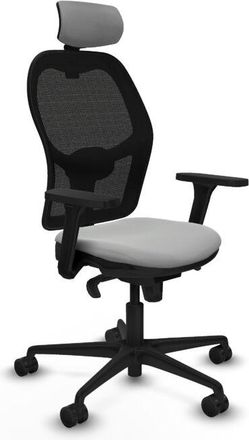 Piqueras y Crespo Piqueras Y Crespo - Jorquera Sincro Malla Negra Similpiel Gris Claro Brazos 3d Base Nailon Cabecero 2d Ruedas 65mm Nailon