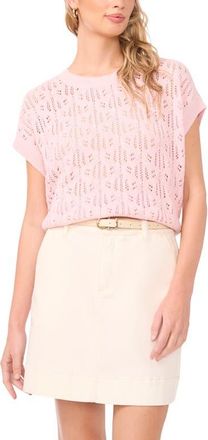 Vince Camuto Pointelle Crewneck Sweater in Pink Lilac at Nordstrom, Size Xx-Small
