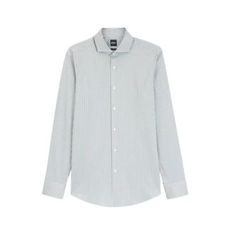HUGO BOSS Hank Slim-fit Shirt - Heren - Zakelijke Overhemden - Groen - 3XL - Katoen - Overhemden