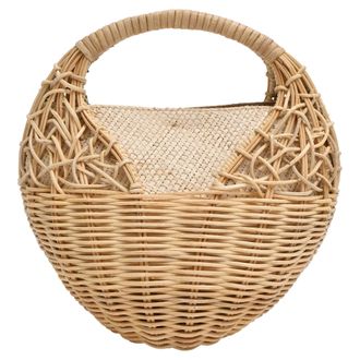 Ulla Johnson Seashell Basket Handbag in Beige Rattan
