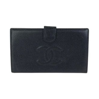 Chanel Pre-owned Wallets, female, Black, Size: ONE SIZE Pre-owned Caviar Skin Long Wallet