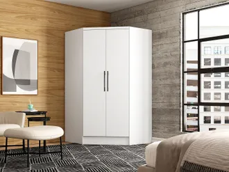 Vente-Unique Armadio angolare 2 ante L101 cm Bianco - AURALI