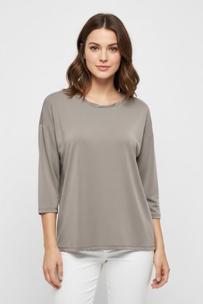 Only 3/4-Arm-Shirt ONLY ONLHANNAH 3/4 TOP JRS, Damen, Gr. XL, cinder, Jersey, Obermaterial: 67% Viskose, 33% Polyester, unifarben, regular fit, Rundhals, S