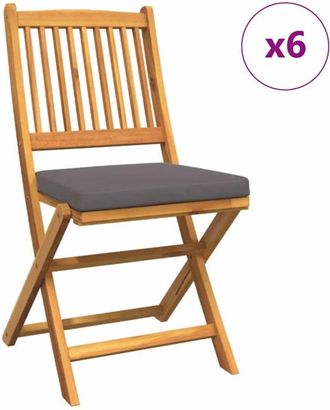 vidaXL Vidaxl - Silla Plegable Con Coj&iacute;n Plegable 6 Pcs Gris 49 X 57.5 X 92cm