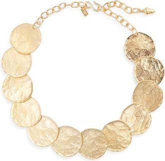 Kenneth Jay Lane Hammered Coin Statement Necklace in Gold at Nordstrom