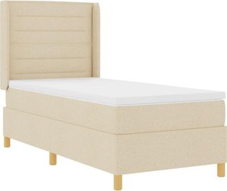 vidaXL Box Spring Bed with Mattress Cream 100 x 200 cm Fabric vidaXL