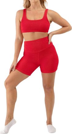 Bloch Womens High Waisted 5 Biker Shorts In Crimson