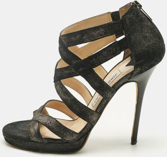 Jimmy Choo London Black Suede Strappy Sandals