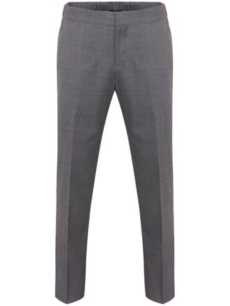 Shanghai Tang logo-embroidered wool trousers - men - Wool - 50 - Grey