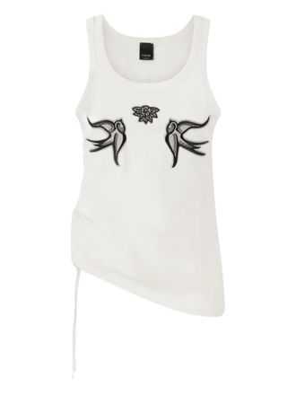 Pinko Crocchetta gathered tank top - women - Cotton/Polyester/glass - S - White