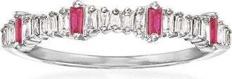 Ross-Simons Diamond and. Ruby Ring in 14kt White Gold