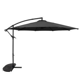 MonsterShop Cantilever Parasol 3m With Half Fan Base - Grey