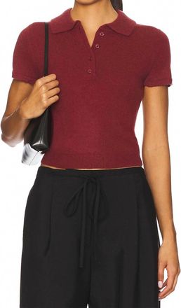 Jonathan Simkhai Twila Short Sleeve Polo In Cranberry