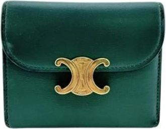 Celine Pre-owned Wallets, female, Green, Size: ONE SIZE Pre-owned Tri-fold Wallet