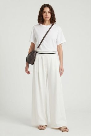 Brunello Cucinelli Off White Wide Leg Trousers, Size X-Small