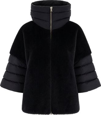 Herno Black Short Synthetic Fur Sleeves Down Jacket