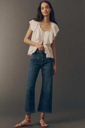 Maeve Welt Pocket High-Rise Crop Wide-Leg Jeans