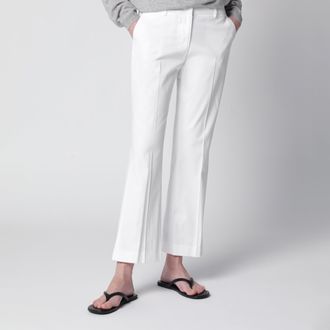 Pantaloni Torino Mid-rise flared cotton trousers in white