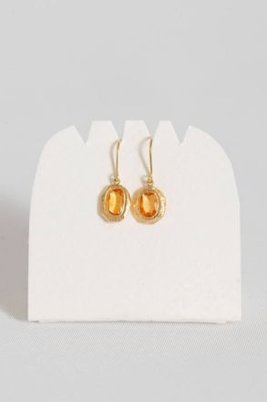 Page Sargisson Womens 18K Gold Bezel Hook Earrings In Orange Sapphire