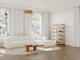 Vente-Unique Divano in Tessuto bouclette Bianco - Angolo a destra - POGNI di Maison Céphy di Maison Céphy