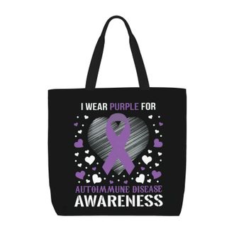 Generic Women Handbag Autoimmune Disease Awareness Travel Tote Bag Reusable Folding Shopping Bags, For Work, Gym, Graduation, School, Swim