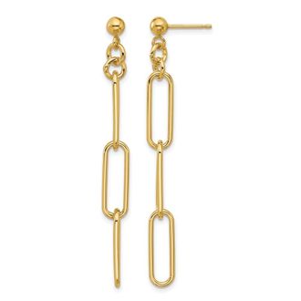 Diamond2Deal 14K Yellow Gold Paperclip Link Drop Dangle Earrings