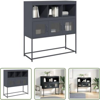 vidaXL vidaXL Credenza da cucina - Credenza Antracite 100,5x39x107 cm in Acciaio Laminato a Freddo