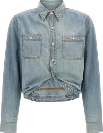 R13 Wikkel Denim Shirt van Katoen - Dames - Spijkeroverhemden - Blauw - M - Katoen - Overhemden