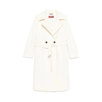 Max Mara Elegant Coat Bcollag 587 001 - female - Max Mara Studio - Belted Coats - White - 3XS - Coats