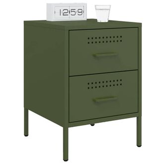 Berkfield Home Durable Bedside Cabinets 2 pcs Olive Green 36x39x50.5 cm Steel