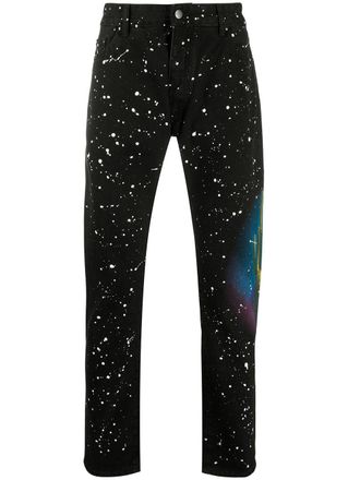 Palm Angels cactus print jeans - men - Cotton/Cotton/Leather/Polyester - 30 - Black