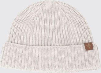 Eleventy Cappello beanie in puro cashmere lavorato a coste con risvolto e logo