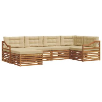 vidaXL Conjunto De Sof&aacute;s De Exterior Con Coj&iacute;n 6 Pcs Natural Y Beige Vidaxl