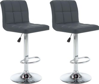 vidaXL Taburetes De Cocina 2 Unidades Cuero Sint&eacute;tico Gris Vidaxl