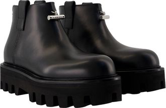 Alexander McQueen Mens Chunky Lug-Sole Leather Ankle Boot Black Calfskin
