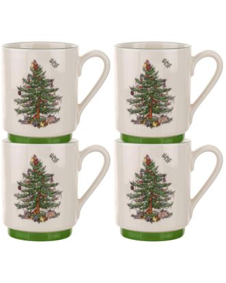 Spode Christmas Tree Set Of 4 Stacking Mugs