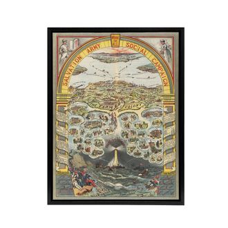 Artery8 Map Salvation Army 1910 Work For All Framed Canvas Wall Art Print | Size: W24 x H32