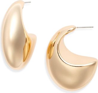 Open Edit Polished Crescent Hoop Earrings in Gold at Nordstrom