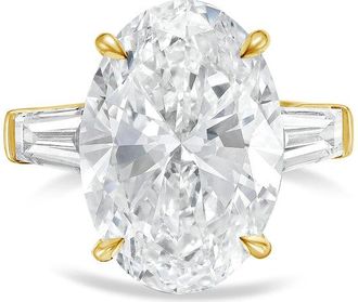 Diana M. Jewels 14kt yellow gold 2ct lab grown oval diamond ring with baguettes on the sides