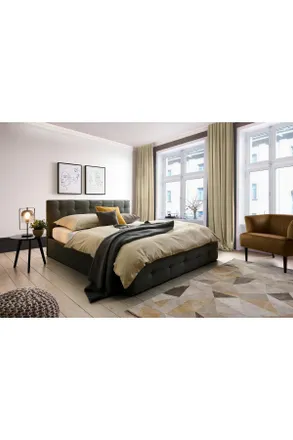 CARRYHOME Polsterbett, Dunkelgrau, Holz, Textil, 180x200 cm, FSC, Schlafzimmer, Betten, Polsterbetten